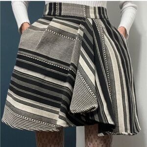 Marissa Webb Black and Cream Striped Women's Skirt, US2